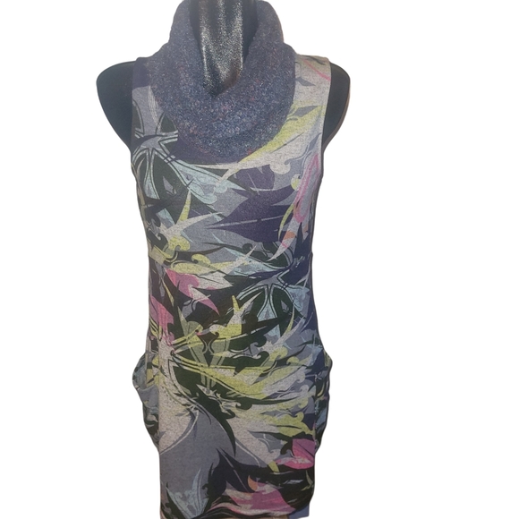 Smash Abstract Turtleneck Sleeveless Dress Sz.L - Picture 1 of 6